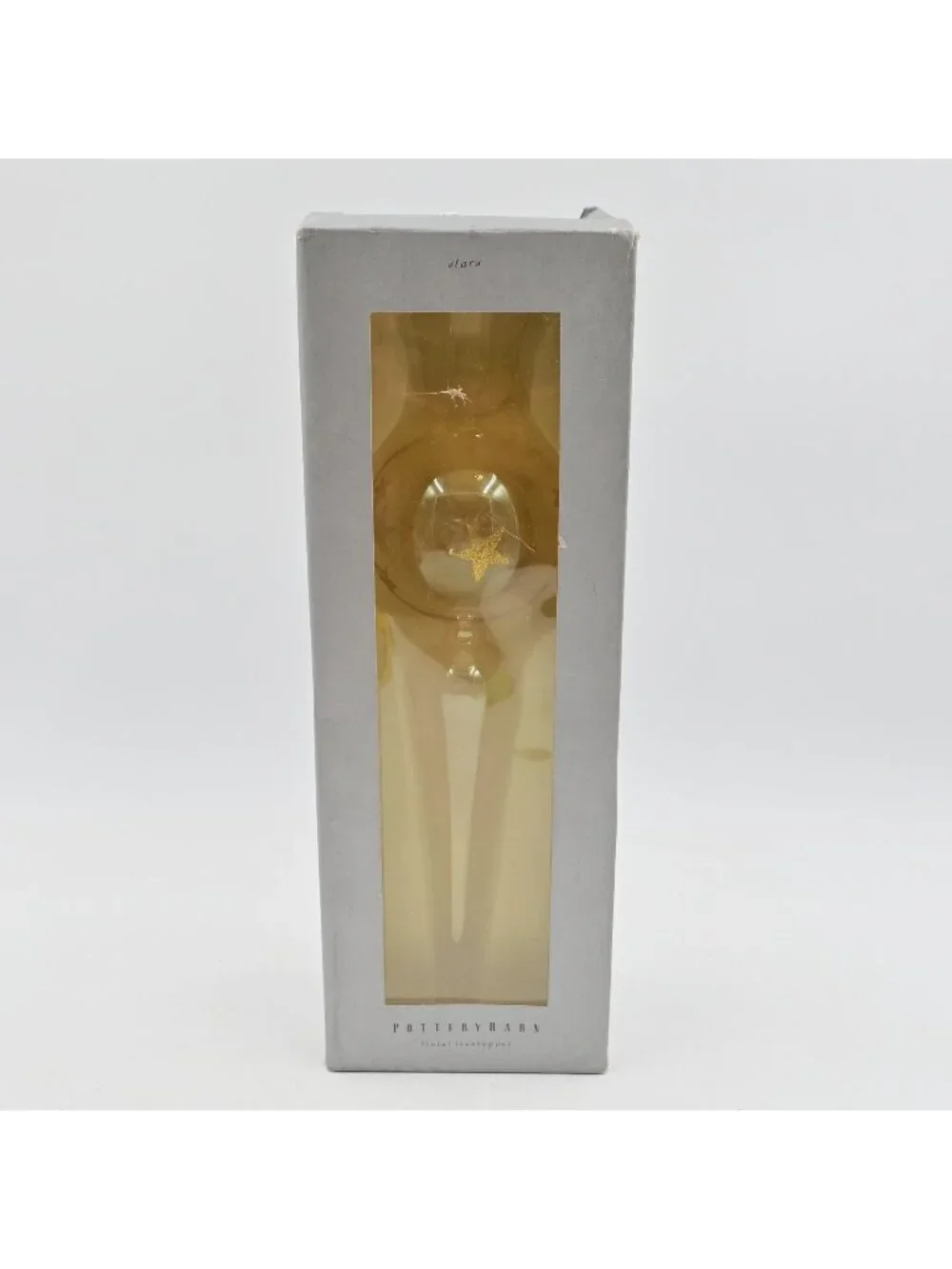 Pottery Barn Gold Glass Finial Christmas Tree Topper Stars Holiday Decor NIB
